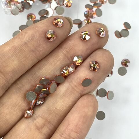 Swarovski 2088 Altı Düz SS20 Sun AB (248AB) Foyalı - Yuvarlak Işıltılı Turuncu Renkli Kristal Taş
