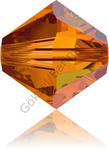 Swarovski 5328 Bicone Boncuk 4mm Sun (248) - Turuncu Renkli Piramit Boncuk