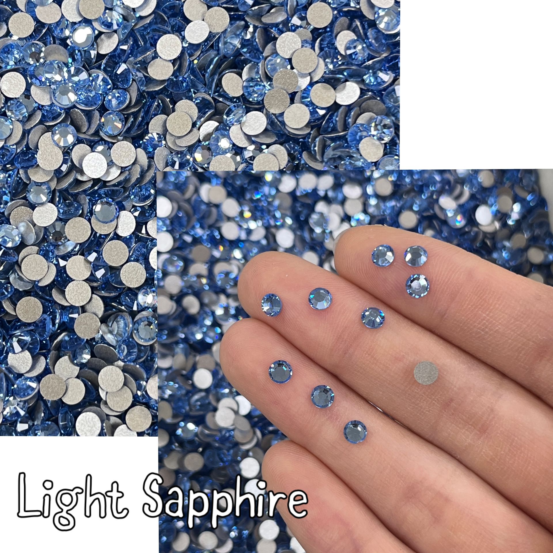 Celestial Altı Düz SS16 (4mm)  Yuvarlak Kristal Taş - Mavi Renk Seçenekleri