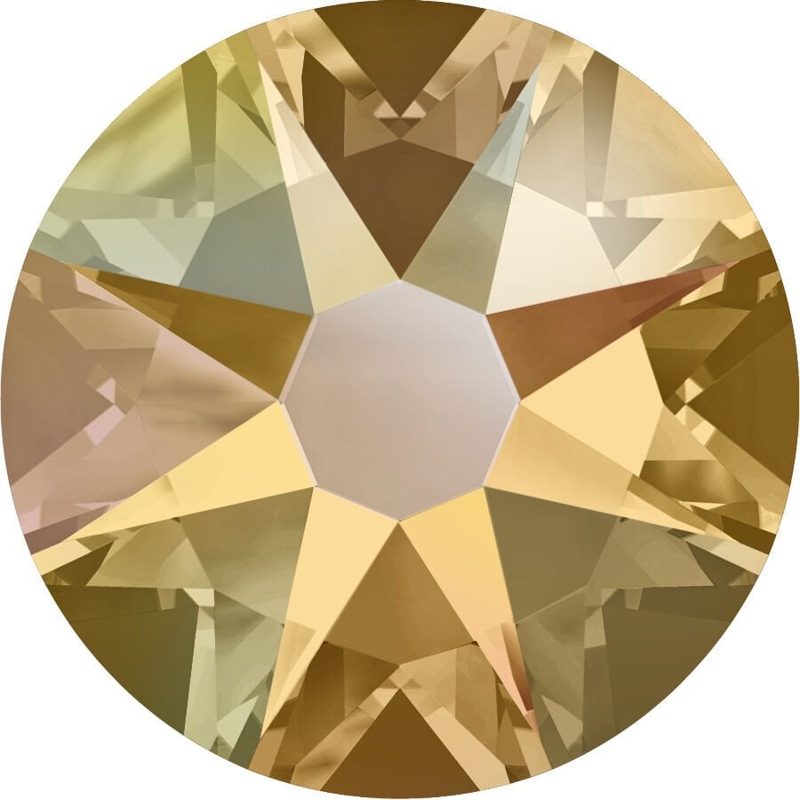 Swarovski 2088 Altı Düz SS30 Light Colorado Topaz Shimmer (246SHIM) Foyalı - Yuvarlak Işıltılı Açık Kahverengi Renkli Kristal Taş