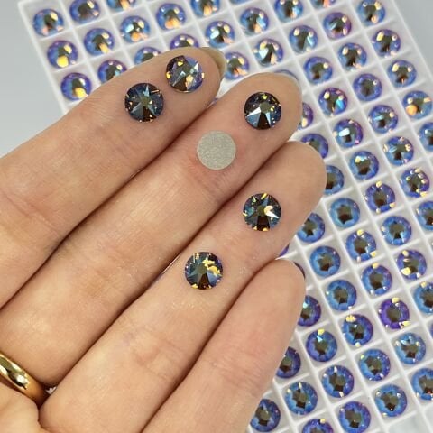 Swarovski 2088 Altı Düz SS30 Light Colorado Topaz Shimmer (246SHIM) Foyalı - Yuvarlak Işıltılı Açık Kahverengi Renkli Kristal Taş