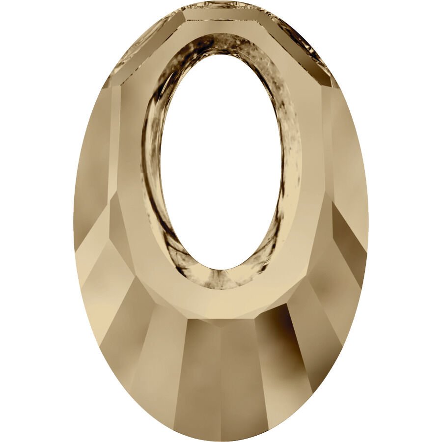 Swarovski 6040 Oval 20mm Crystal Golden Shadow (001GSHA) - Altın Kolye Ucu