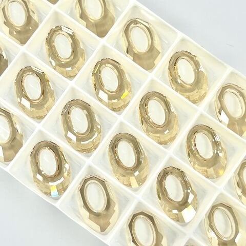 Swarovski 6040 Oval 20mm Crystal Golden Shadow (001GSHA) - Altın Kolye Ucu