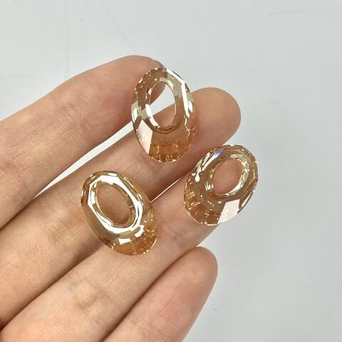 Swarovski 6040 Oval 20mm Crystal Golden Shadow (001GSHA) - Altın Kolye Ucu