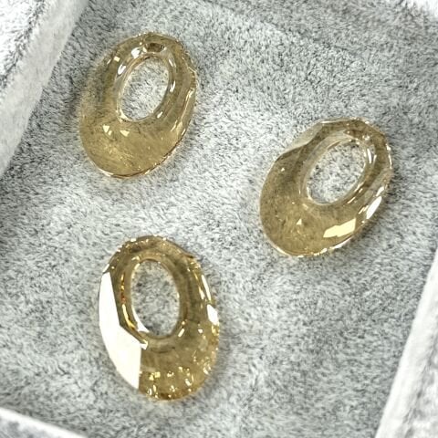 Swarovski 6040 Oval 20mm Crystal Golden Shadow (001GSHA) - Altın Kolye Ucu