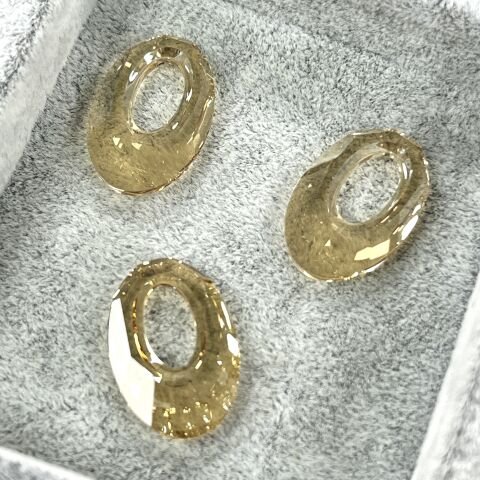 Swarovski 6040 Oval 20mm Crystal Golden Shadow (001GSHA) - Altın Kolye Ucu