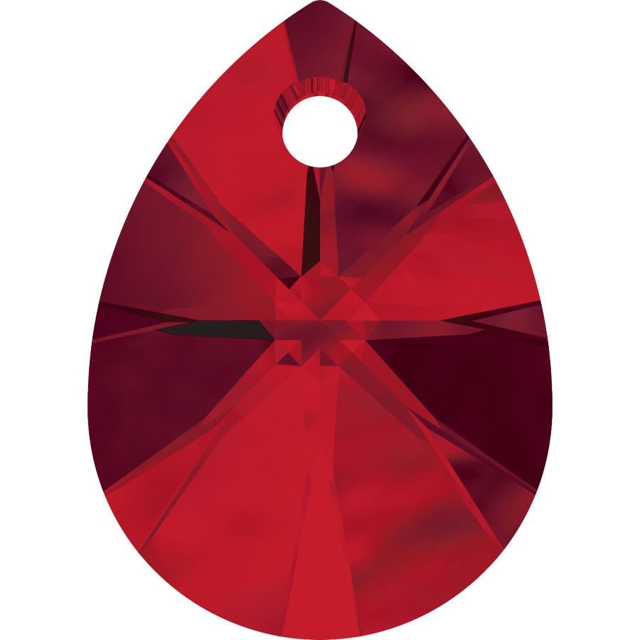 6128 10mm Light Siam (227) - Canlı Kırmızı Armut Kolye Ucu