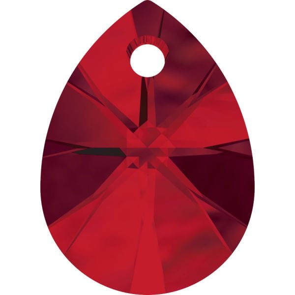 6128 10mm Light Siam (227) - Canlı Kırmızı Armut Kolye Ucu