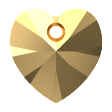 Swarovski 6228 Kalp 10mm Crystal Aurum (001AUR) - Altın Renk Kolye Ucu