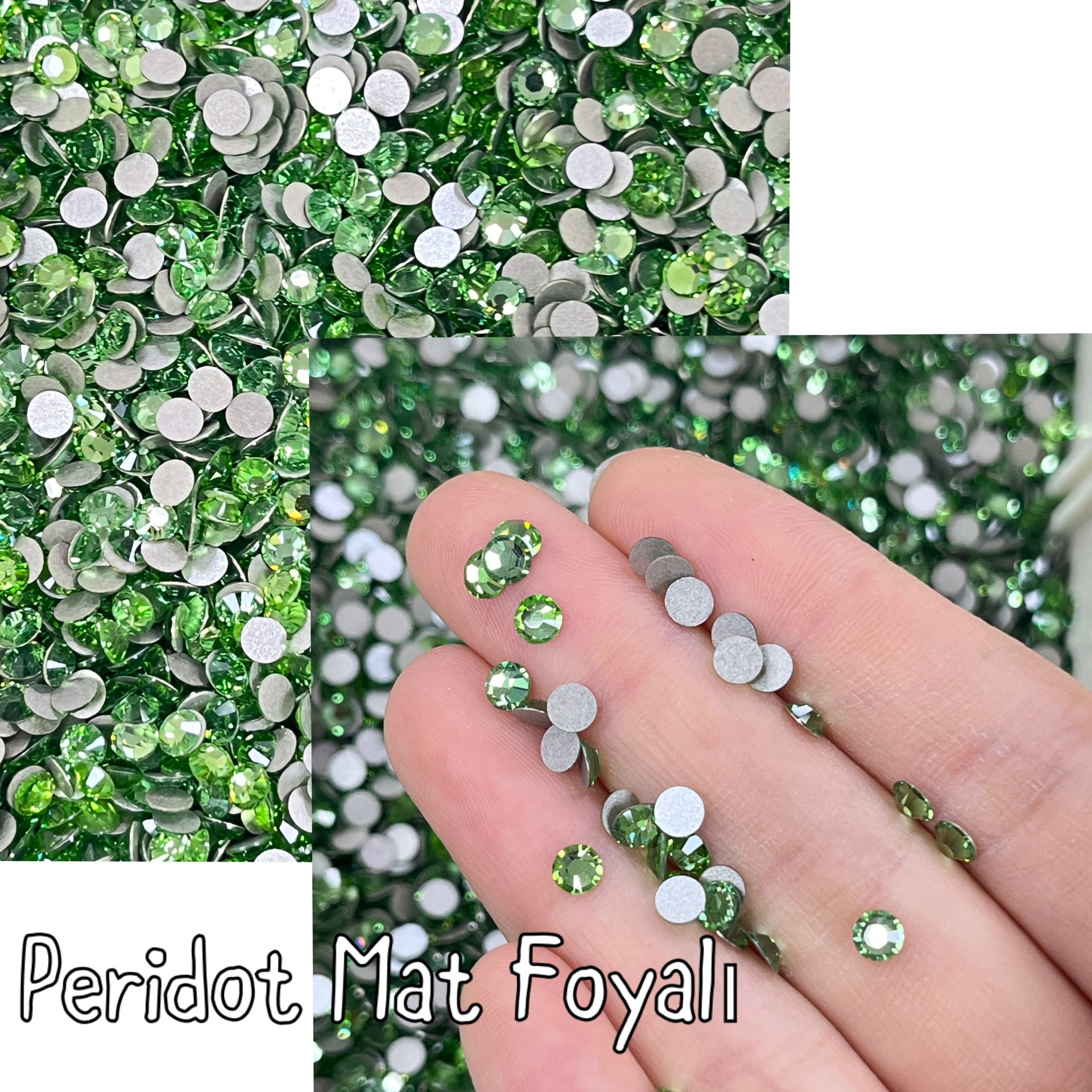 Celestial Altı Düz SS16 (4mm)  Yuvarlak Kristal Taş - Yeşil Renk Seçenekleri