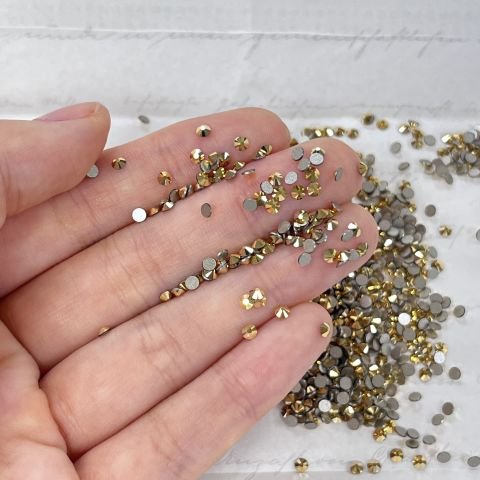 Swarovski 2058 Altı Düz SS7 Crystal Aurum F (001 AUR) - Yuvarlak Altın Rengi Kristal Taş