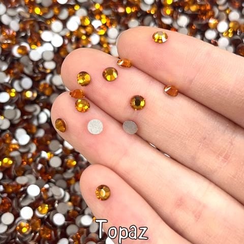 Celestial Altı Düz SS16 (4mm)  Yuvarlak Kristal Taş - Sarı ve Turuncu Renk Seçenekleri
