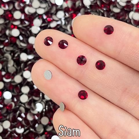 Celestial Altı Düz SS16 (4mm)  Yuvarlak Kristal Taş - Kırmızı Renk Seçenekleri