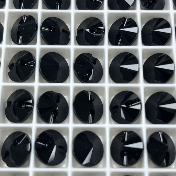 Swarovski 3015 Düğme 10mm Jet (280) - Siyah Kristal Düğme