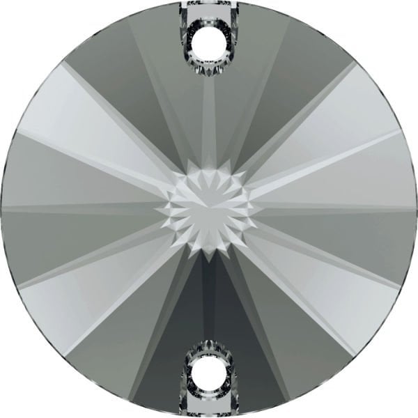 Swarovski 3200 Rivoli 14mm Crystal Silver Night (001SINI) Foyalı - Füme Yuvarlak Dikme Taş