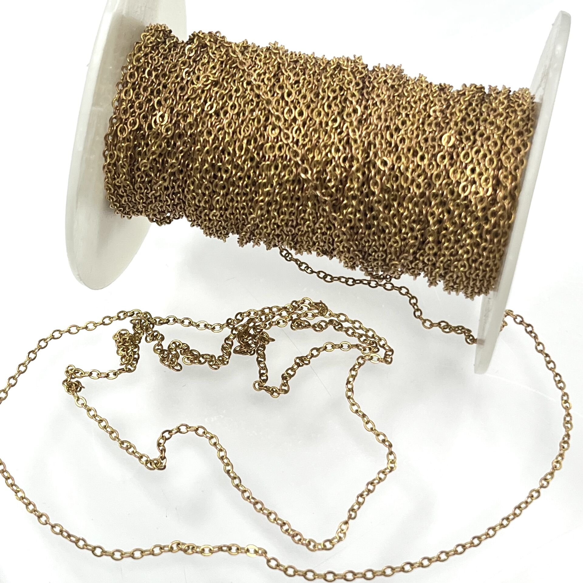 Ham Pirinç İnce Zincir 1,5mm Kaplamasız - Metre Seçenekleri Mevcuttur