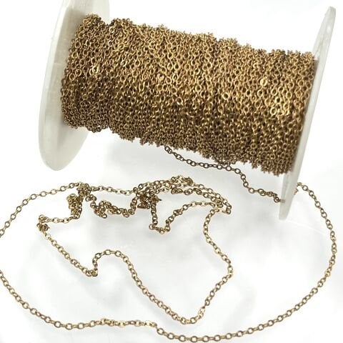 Ham Pirinç İnce Zincir 1,5mm Kaplamasız - Metre Seçenekleri Mevcuttur