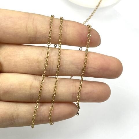 Ham Pirinç İnce Zincir 1,5mm Kaplamasız - Metre Seçenekleri Mevcuttur