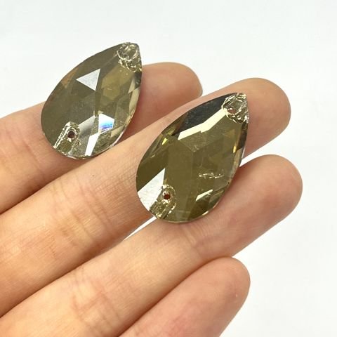 Damla Şekilli 28x17mm Dikilebilir Light Colorado Topaz Cam Taş - Açık Kahverengi Dikme Taş