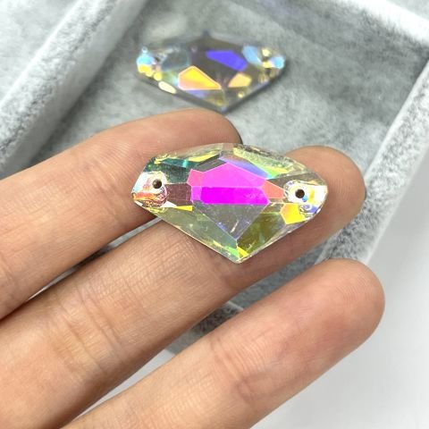 Galactic Şekilli 27x16mm Dikilebilir Crystal AB Cam Taş - Janjan Dikme Taş