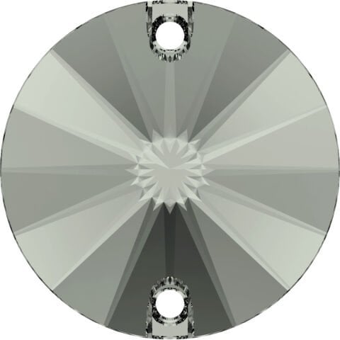 Swarovski 3200/G Rivoli 10mm Black Diamond (215) Foiled - Füme Yuvarlak İki Delikli Dikme Taş
