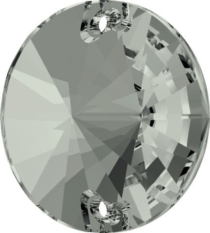 Swarovski 3200/G Rivoli 10mm Black Diamond (215) Foiled - Füme Yuvarlak İki Delikli Dikme Taş