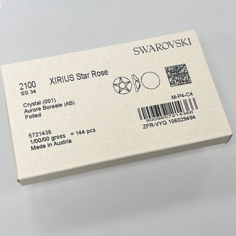 2100 SS34 Crystal AB (001AB) Foiled - Janjan Yıldız Kesimli Altı Düz Kristal Taş