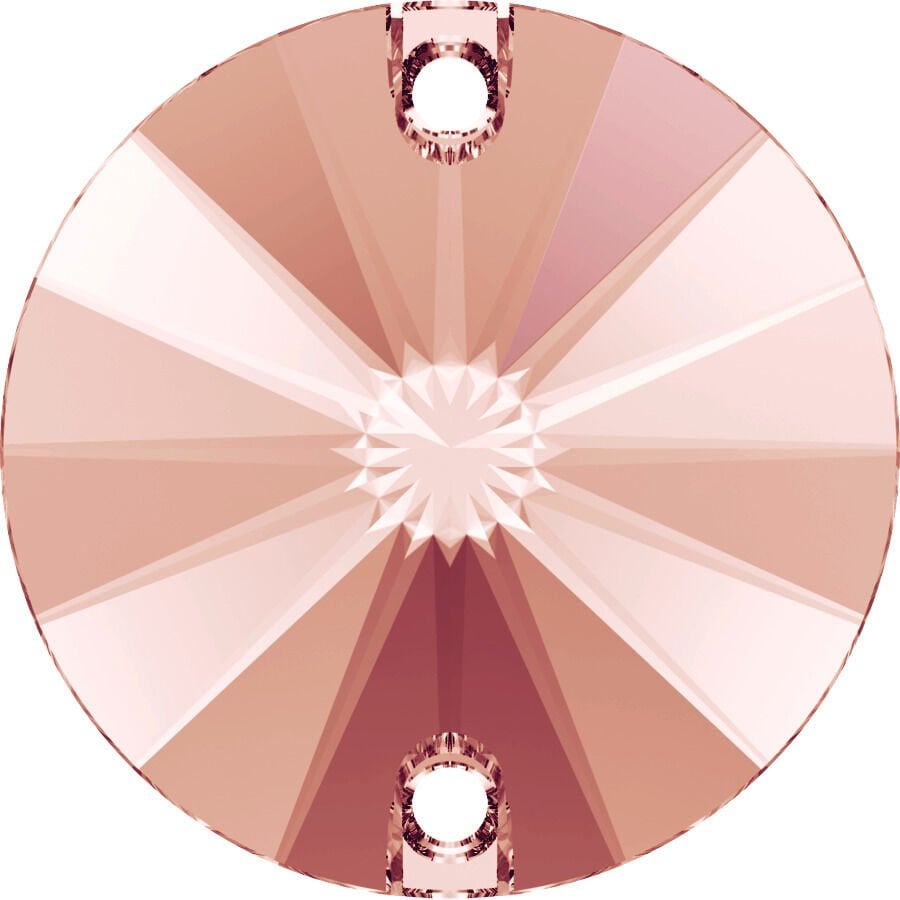 Swarovski 3200/G Rivoli 10mm Rose Peach (262) Foiled - Pudra Pembesi Yuvarlak İki Delikli Dikme Taş