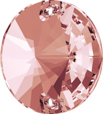 Swarovski 3200/G Rivoli 10mm Rose Peach (262) Foiled - Pudra Pembesi Yuvarlak İki Delikli Dikme Taş