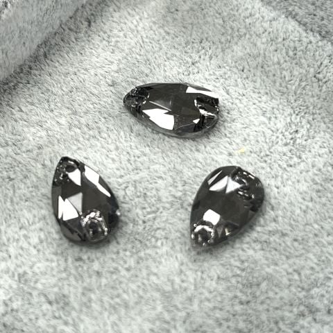 Damla Şekilli 12x7mm Dikilebilir Crystal Silver Night Cam Taş - Füme Dikme Taş