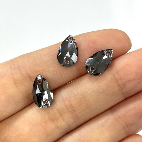 Damla Şekilli 12x7mm Dikilebilir Crystal Silver Night Cam Taş - Füme Dikme Taş