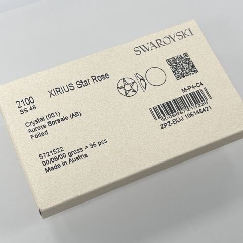Swarovski 2100 SS48 Crystal AB (001AB) Foiled - Janjan Yıldız Kesimli Altı Düz Kristal Taş