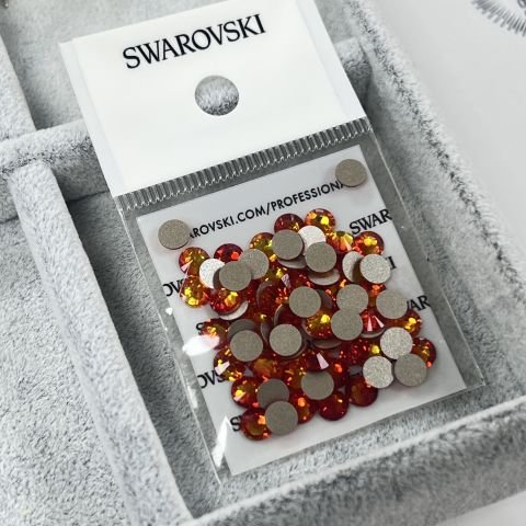 Swarovski 2058 SS20 Fireopal (237) Foyalı - Turuncu Kırmızı Renkli Altı Düz Camtaş
