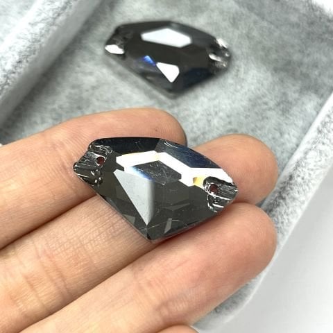 Galactic Şekilli 27x16mm Dikilebilir Crystal Silver Night Cam Taş - Füme Dikme Taş