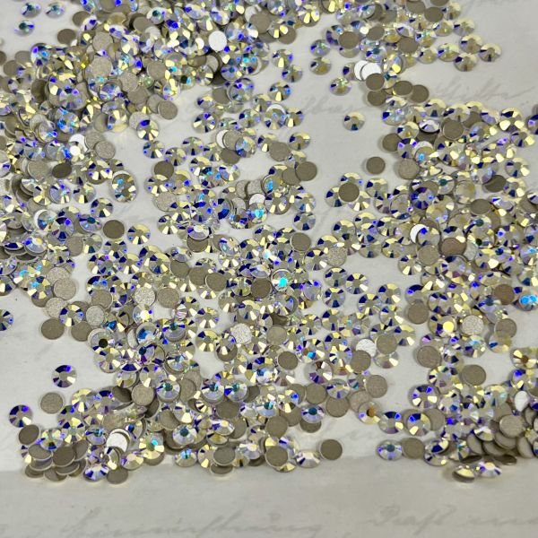 2034 SS10 Crystal AB (001AB) Foiled - Foyalı Rivoli Kesim Altı Düz Kristal Taş