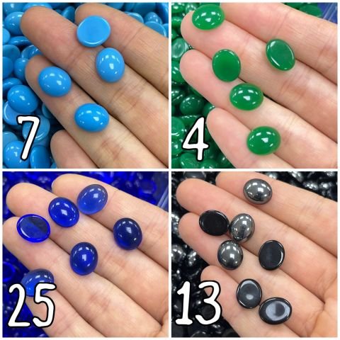 Kapşon Taş 10x12mm Oval - 50 veya 100 Adet - Renk Seçenekleri Mevcuttur