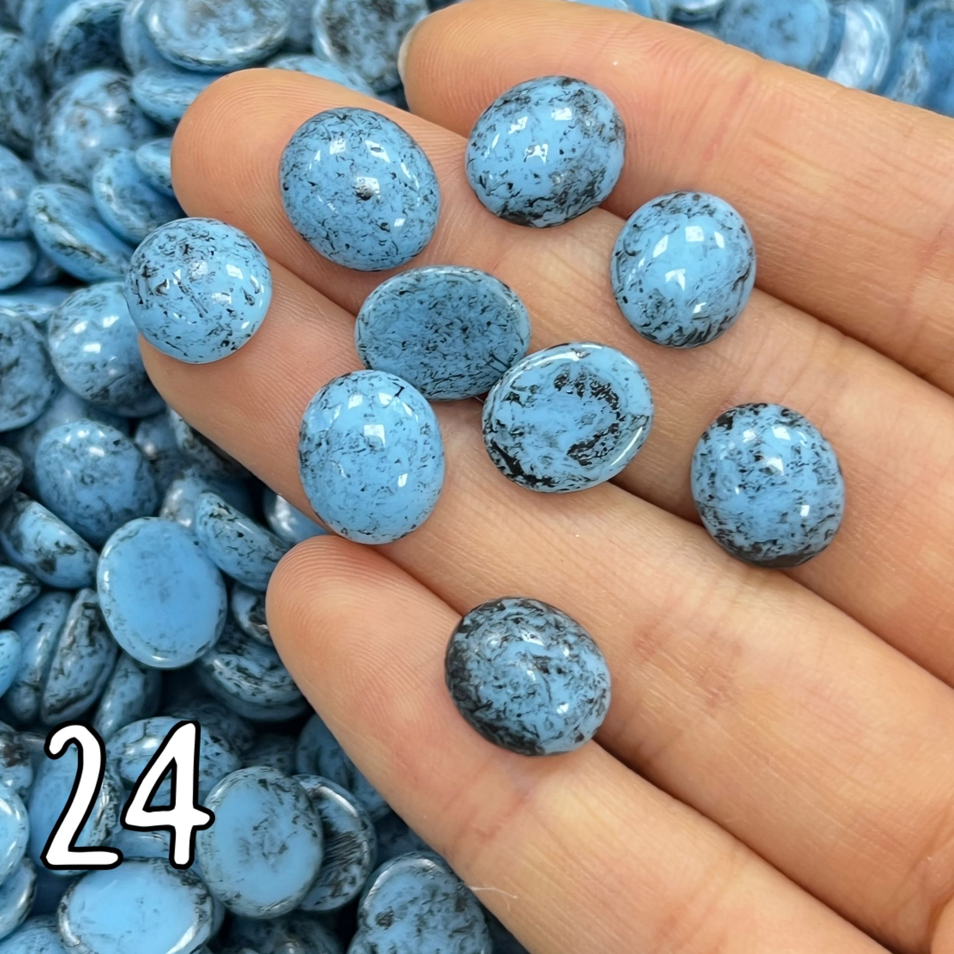 Kapşon Taş 10x12mm Oval - 50 veya 100 Adet - Renk Seçenekleri Mevcuttur