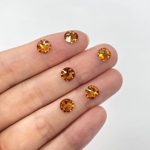 Swarovski 2088 SS30 Dark Orange (1202) F - Yuvarlak Koyu Turuncu Renkli Altı Düz Camtaş