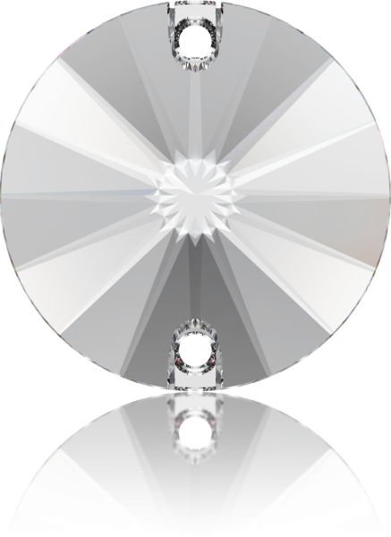 Swarovksi 3200 Rivoli 18mm Crystal (001) Foiled - Foyalı Yuvarlak İki Delikli Dikme Taş - 6-36-72 Adetlik Paketler