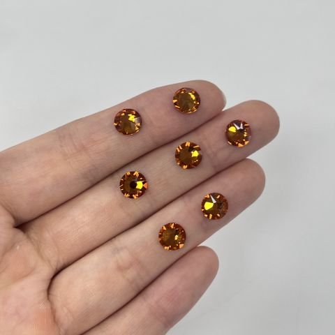 Swarovski 2088 SS34 Dark Orange (1202) F - Yuvarlak Koyu Turuncu Renkli Altı Düz Camtaş