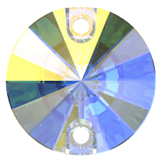 3200 18mm Crystal AB (001AB) Foiled - Foiled Round Two Hole Sewing Stone - Packages of 6-36-72 Pieces